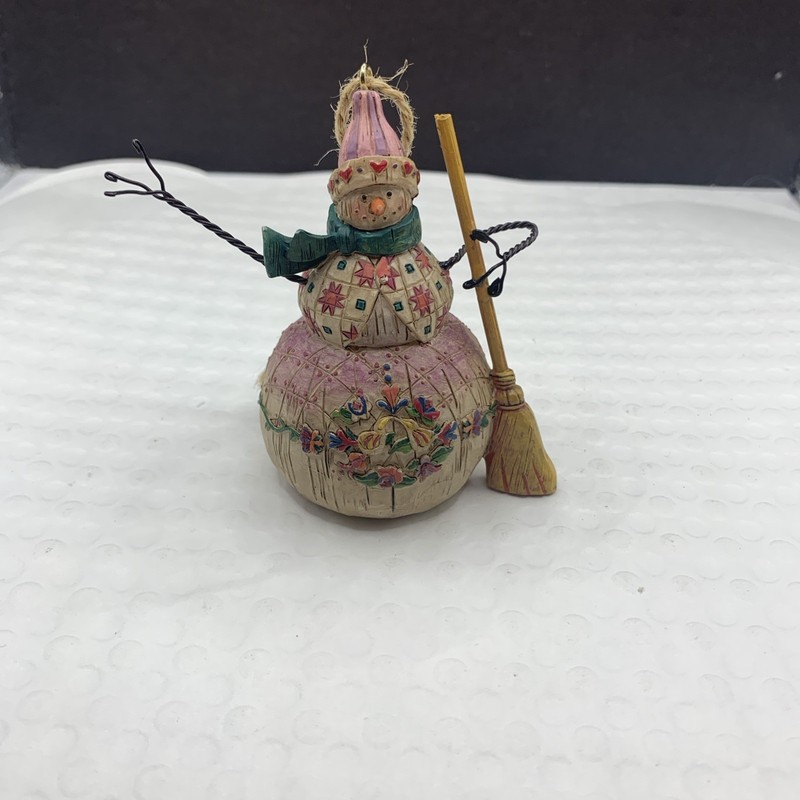 2003 Jim Shore Heartwood Creek snowman with broom ornament