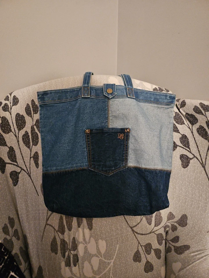 Diane Gilman DG2 Anniversary Denim Tote Bag PATCHWORK - Image 2 of 4