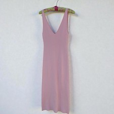 Free People Beach Ribbed Maxi Dress Sz XS Pink V Neck Coastal Resortwear Casual