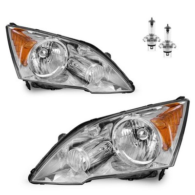2007-2011 CR-V EX EX-L LX SE Headlights Pair Chrome Housing Amber Reflector L+R