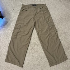 Vintage Y2K Kikwear Cargo Pants Skater Grunge Rave Baggy Wide Leg Beige Size 34