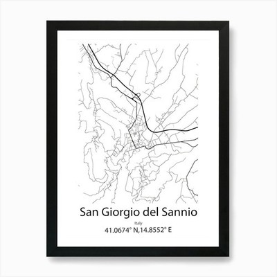 San Giorgio Del Sannio,Italy Minima Framed Wall Art Poster Canvas Print Picture