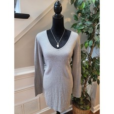 Victoria's Secret Sweater Dress M Heather Gray V-Neck Drop Shoulder Pullover