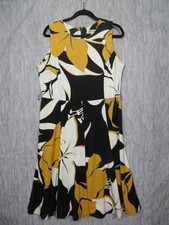 Shelby Palmer Dress Womens XL Black Yellow Floral Fit Flare Sleeveless