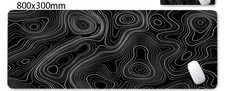 Patterned Abstract Line Design Mouse Pad 800x300mm Non-Slip Large XL Black White