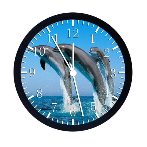 Süß Delphine Schwarz Rahmen Wall Clock Schön Für Geschenke Oder Dekor W61 - Bild 1 von 1