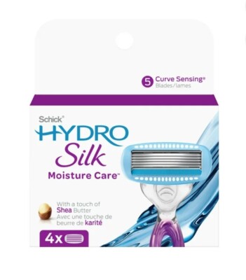 4 PK Schick HYDRO SILK Womens Razor Blades 5 BLADE Shave Four Replacement Heads