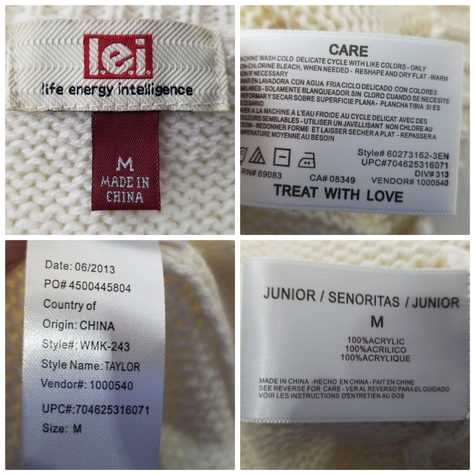 L.E.I. Vestido Suéter Júnior M Branco Creme Taylor Cabo Curto Preppy Igreja NOVO - Imagem 4 de 4