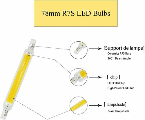 R7S 118mm 78mm LED COB 10W 5W 110V/220V Halogen Lamp Dimmable Glass Replace - Picture 7 of 14