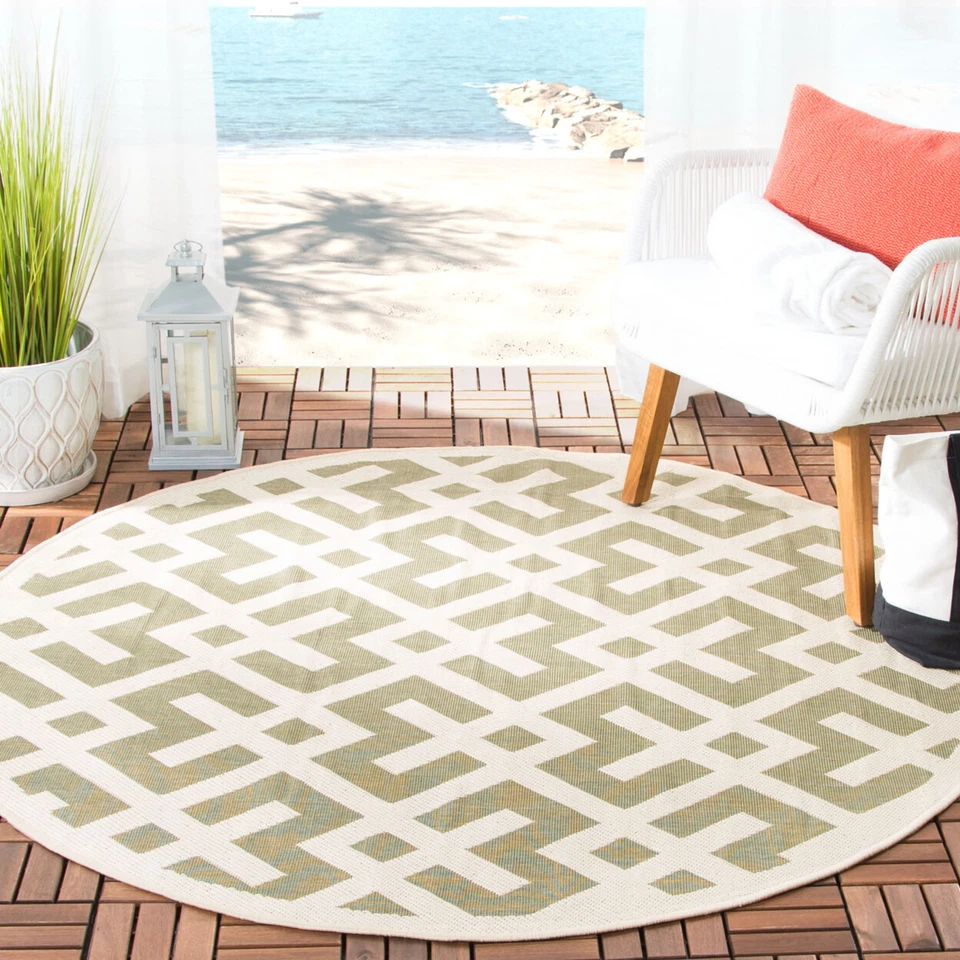 SAFAVIEH Indoor Outdoor CY6915-234 Courtyard Green / Bone Rug - Image 2 of 4