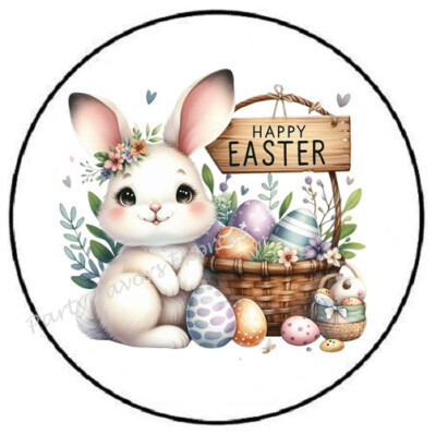 HAPPY EASTER BUNNY ENVELOPE SEALS LABELS STICKERS PARTY FAVORS