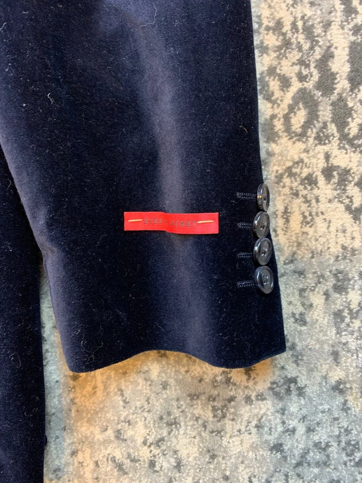 Abrigo Deportivo Alfani Para Hombre Calce Ajustado Azul Marino Algodón Terciopelo 40L 2 Botones Doble Ventilación Foto 2 de 4