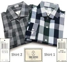 TODD SNYDER NWT $125 DRESS SHIRT LARGE CHECKS 100% COTTON - US Size 15.5 34/35