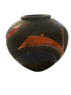 Vintage Signed Art Abstract Contemporary Black Glaze Clay Pottery 1974