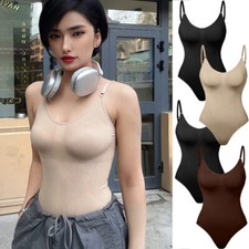 Women Shapewear Thong Bodysuit Full Body Shaper Firm Tummy Thong Leotard Tops