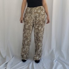 90s Deadstock Liz Claiborne Brown Floral Rayon Pants