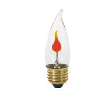Satco S3757 3W 120V  1/Card Medium Base Candle Flame Flicker Bulb Clear Incand