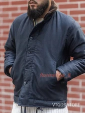 Rugged Bronson N-1 Deck Jacket Plain Version Dark Blue 1940s Wool Lined Workwear