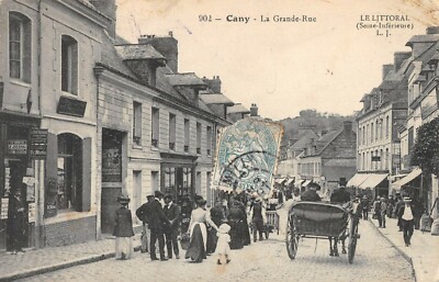 Old postcard 76 CANY LA GRANDE RUE (large animation