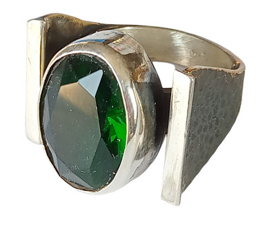 Turkish 925 Sterling Silver and Bronze Emerald Hurrem Sultan Ring Size 8.25