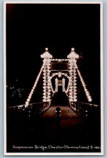 England Postcard Suspension Bridge Chester Illuminations c1930's RPPC Photo