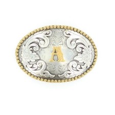 Nocona Antique Scroll  Initial Oval Belt Buckle 37072