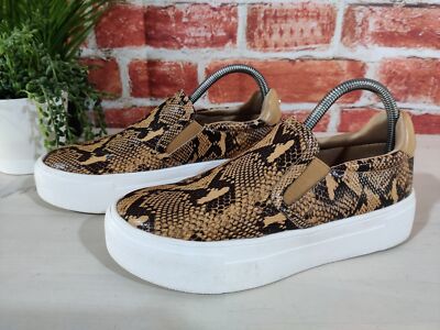 OFFICE GIRL BROWN SNAKESKIN SHOES UK EU 38 FAUX