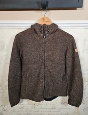 Fjallraven Gobi Jacket Women's Xs ~ Wool Blend Hooded Fleece Slim Knit Brown