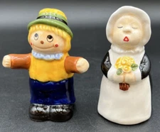 New Ceramic Salt & Pepper Shakers – Thanksgiving Scarecrow & Maid Transpac Set