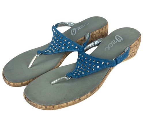 ONEX Women's Taylor Sandal - Rhinestone & Jeweled Thong Sandal With 1.25 Inch Wedge Heel, Leather Upper - View #5