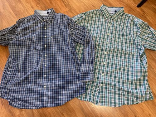 —LOT Of 2 Mens IZOD Long Sleeve Button Up Shirt 2XLT Big Tall XXLT— FREE SHIP - Picture 1 of 6