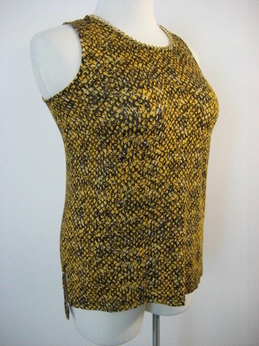 MICHAEL KORS 2X Stretch Sleeveless Gold Chain Neck Hi Lo Top Blouse Plus 2X NWT - Picture 2 of 6