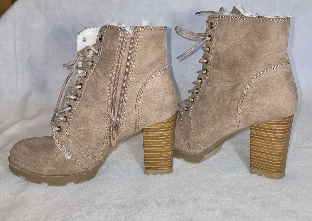 Bamboo Brand brown heel boots booties shoes zip boots size Bamboo Brand brown heel boots booties shoes zip boots size