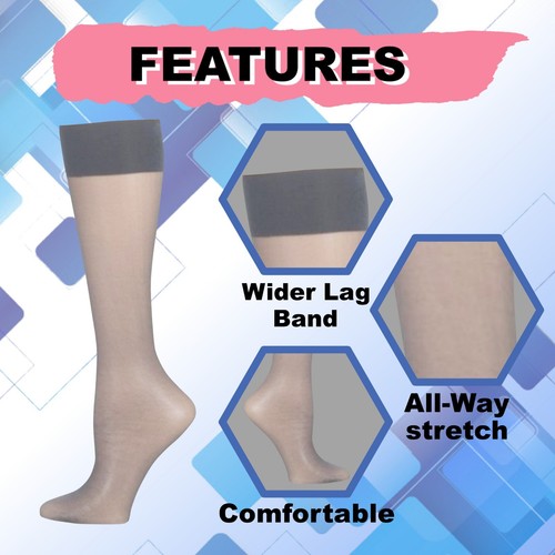 EMEM Apparel Women's Plus Size Queen Day Sheer Knee High Stockings 3-Pack - 第 30/40 張圖片