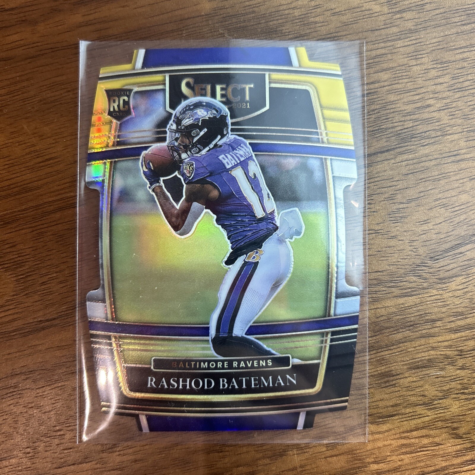 2021 Panini Select Football #55 Rashod Bateman RC Black and Gold Prizm Die-Cut