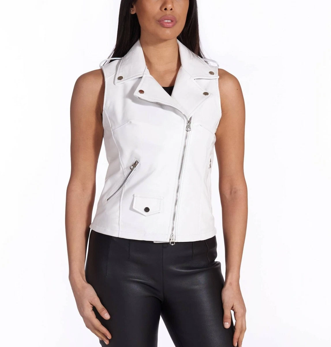 Leather vest jacket clearance womens