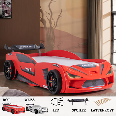 Autobett Kinderbett ''Rio'' 90x200 Carbon LED Leuchte inkl.Lattenrost - Varianten