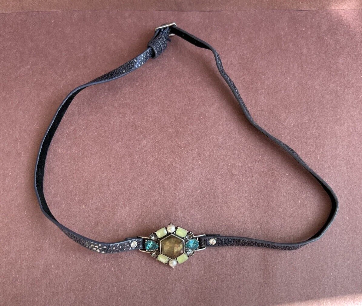 VETEMENTS "Collana regolabile in finta pelle Chloe and Isabel con gemme strass 18"