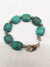 TURQUOISE LARGE BEAD BRACELET 2 Oz. 10" Long