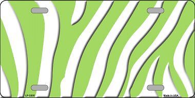Lime Green White Zebra Metal Novelty License Plate Tag LP2205 - Bild 1 von 1