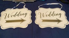 Wedding Directional Signs - White and Gold 2 