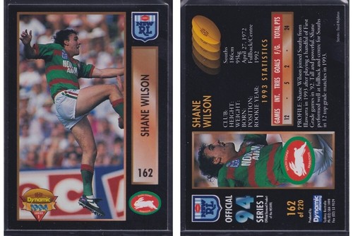 1994 Dynamic NRL Rugby League Series 1 #162 Shane Wilson South Sydney Rabbitohs - Picture 3 of 3