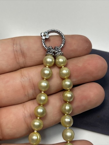 Barbara Bixby Sterling Silver & 18k Pearl & Blue Topaz Hinged Clasp Bracelet - Picture 7 of 11