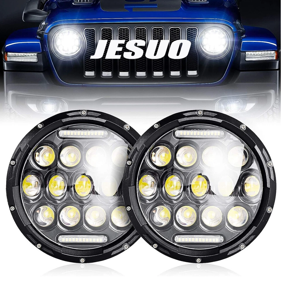 Pair 7" Inch Round LED Headlights DRL for Ford F1 1948 1949 1950 1951 1952 - Image 3 of 4