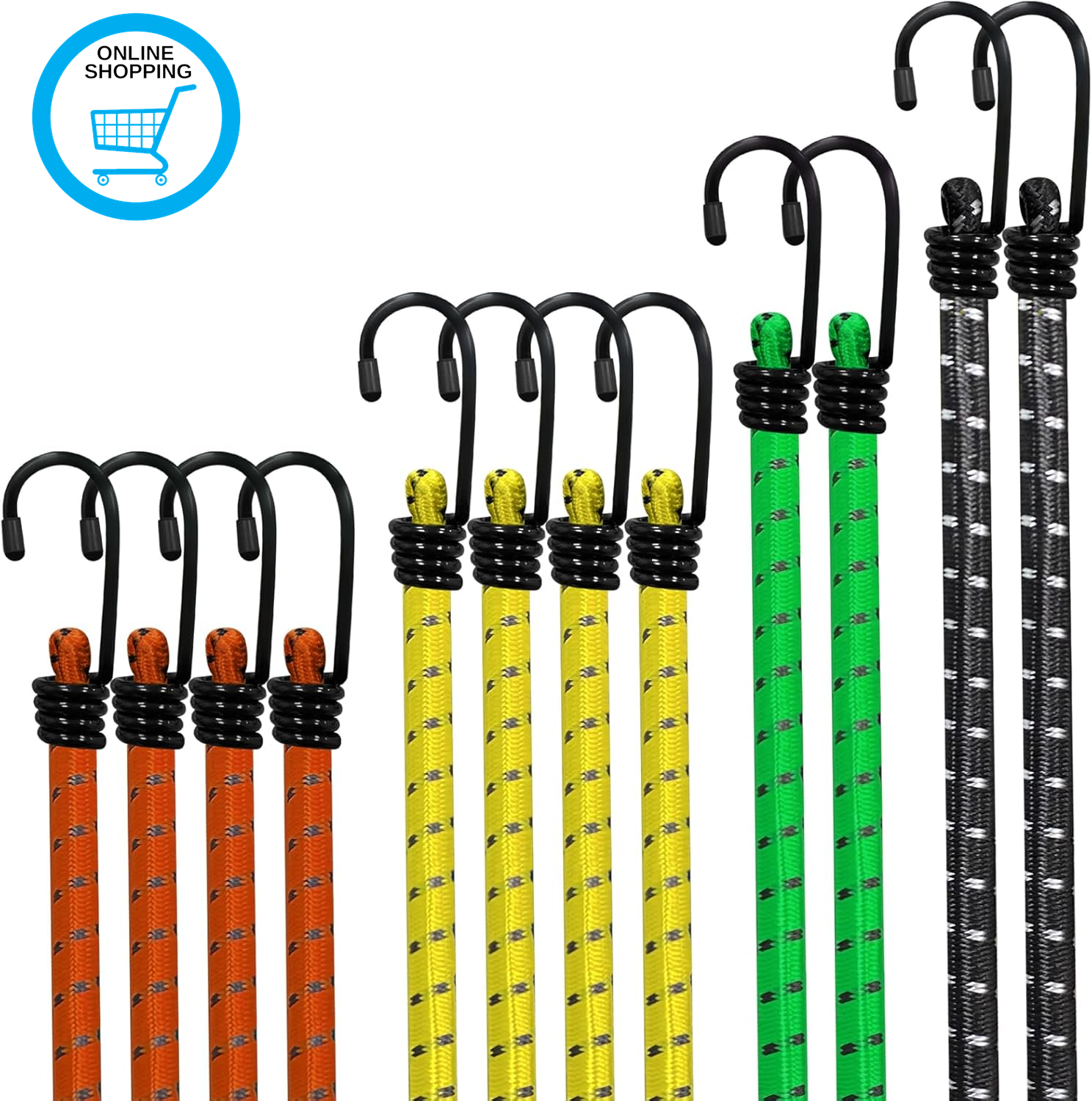 Bungee Cords with Hooks  12PCS Heavy Duty Bungee Cord Weatherproof & Uv-Resistan