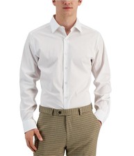 Alfani Slim Fit Stain Resistant Dress Shirt White 17"-17.5" Neck 36"-37" Sleeve
