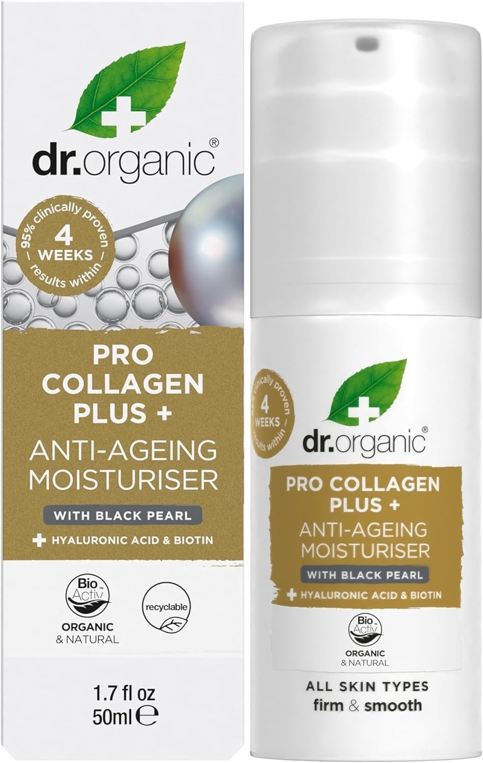 Dr Organic Pro Collagen Plus Black Pearl + Hyaluronic Acid & Biotin 50ml