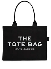 Marc Jacobs Black 100% Cotton Canvas Large Tote Bag with Logo, One Size