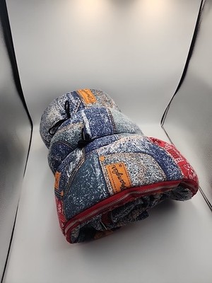 Wrangler Vintage 1970's ZipUp Sleeping Bag Denim Jeans With Bandana Patch Design