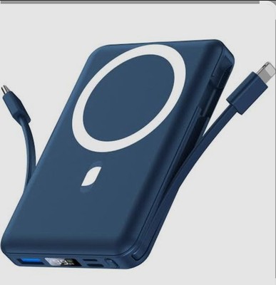 Yiisonger Portable Magnetic Wireless Power Bank 10000mAh Blue
